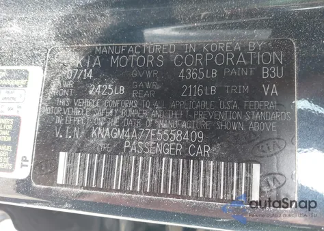 2015 Kia Optima Lx z USA, uszkodzony, nr VIN KNAGM4A77F5558409